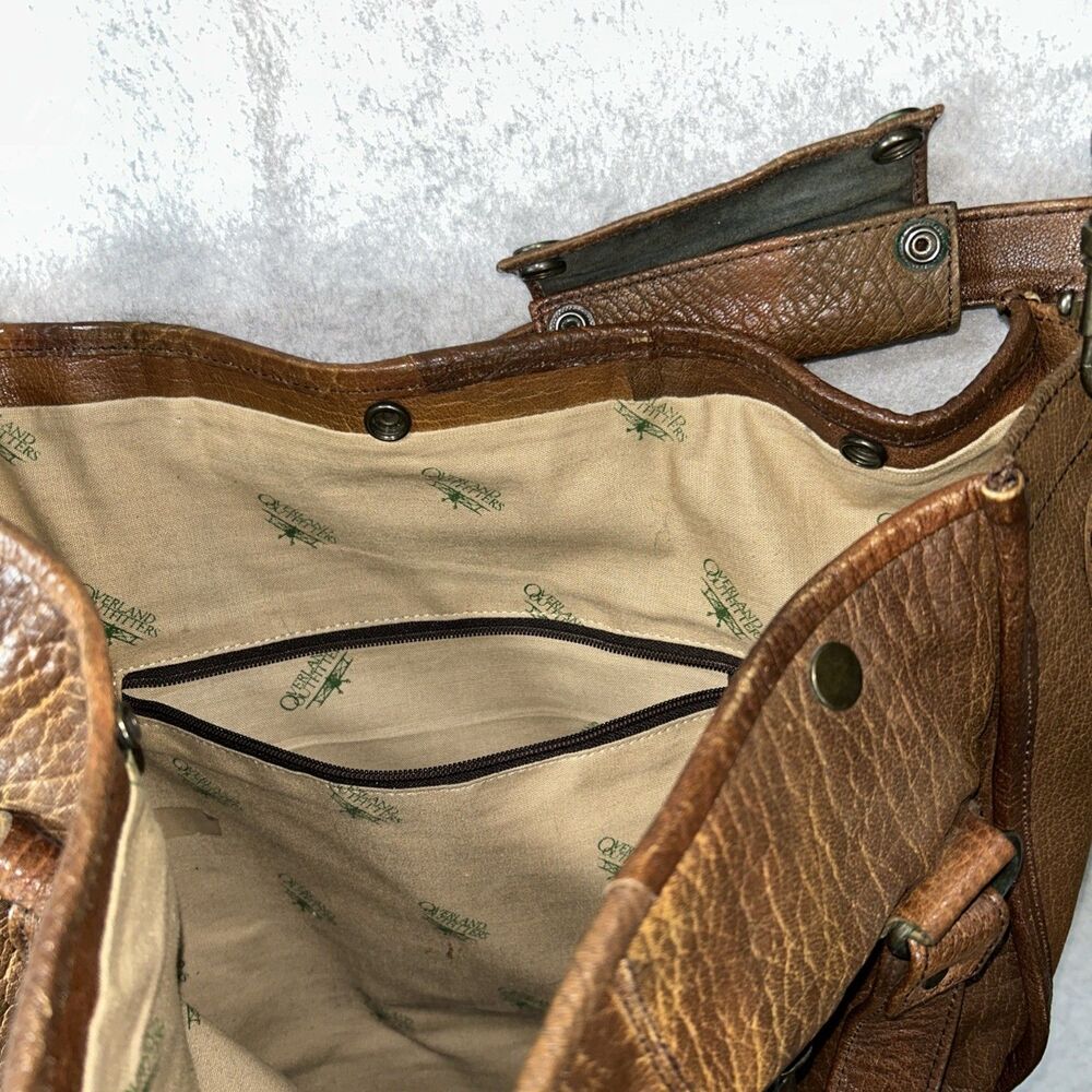 Vintage Overland Outfitters Brown Leather Weekender Travel Diaper Bag - Large - - Picture 8 of 16
